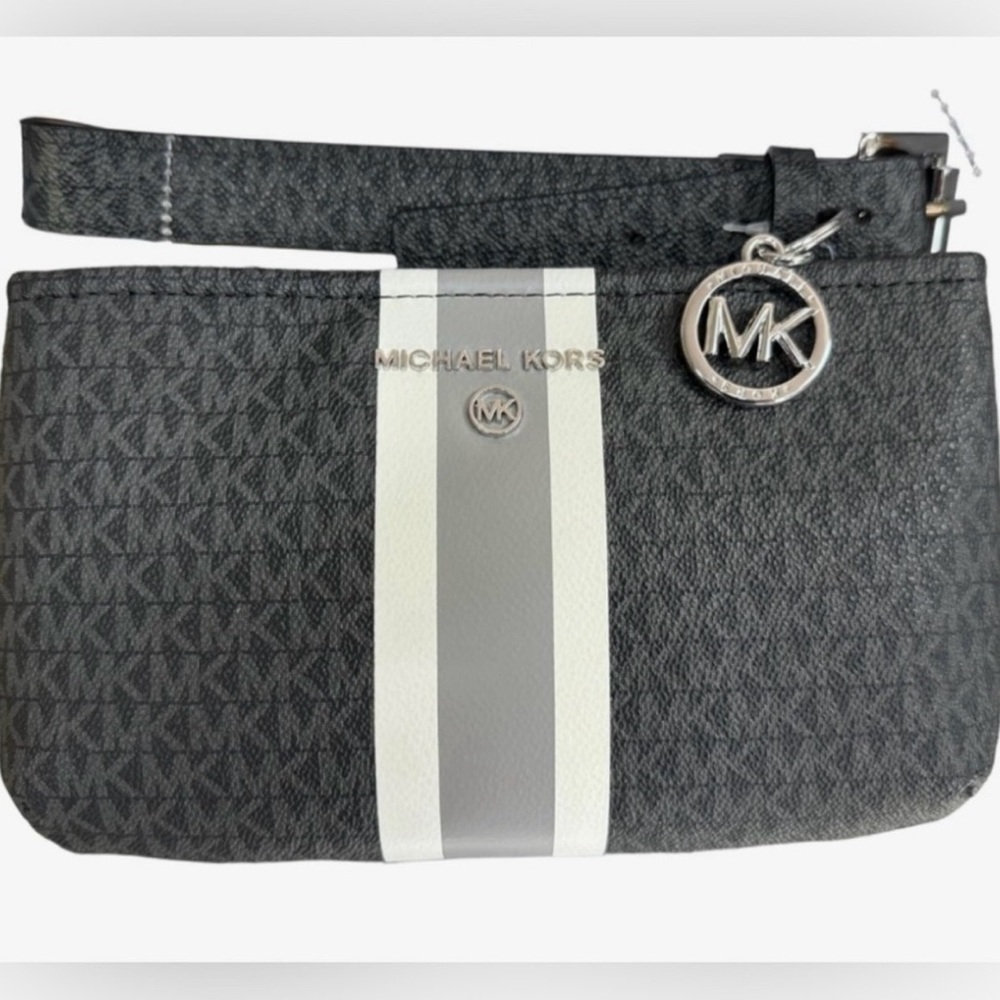 NEW BLACK POLY NICKEL LOGO BELT BAG WITH STRIPE Travel vacation unisex